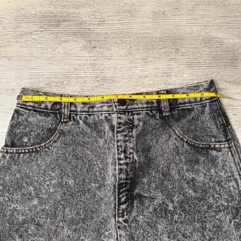 EUC The Clothing Academy 80s Vintage Black Acid Wash Denim Skirt Size 28 - Picture 3 of 6